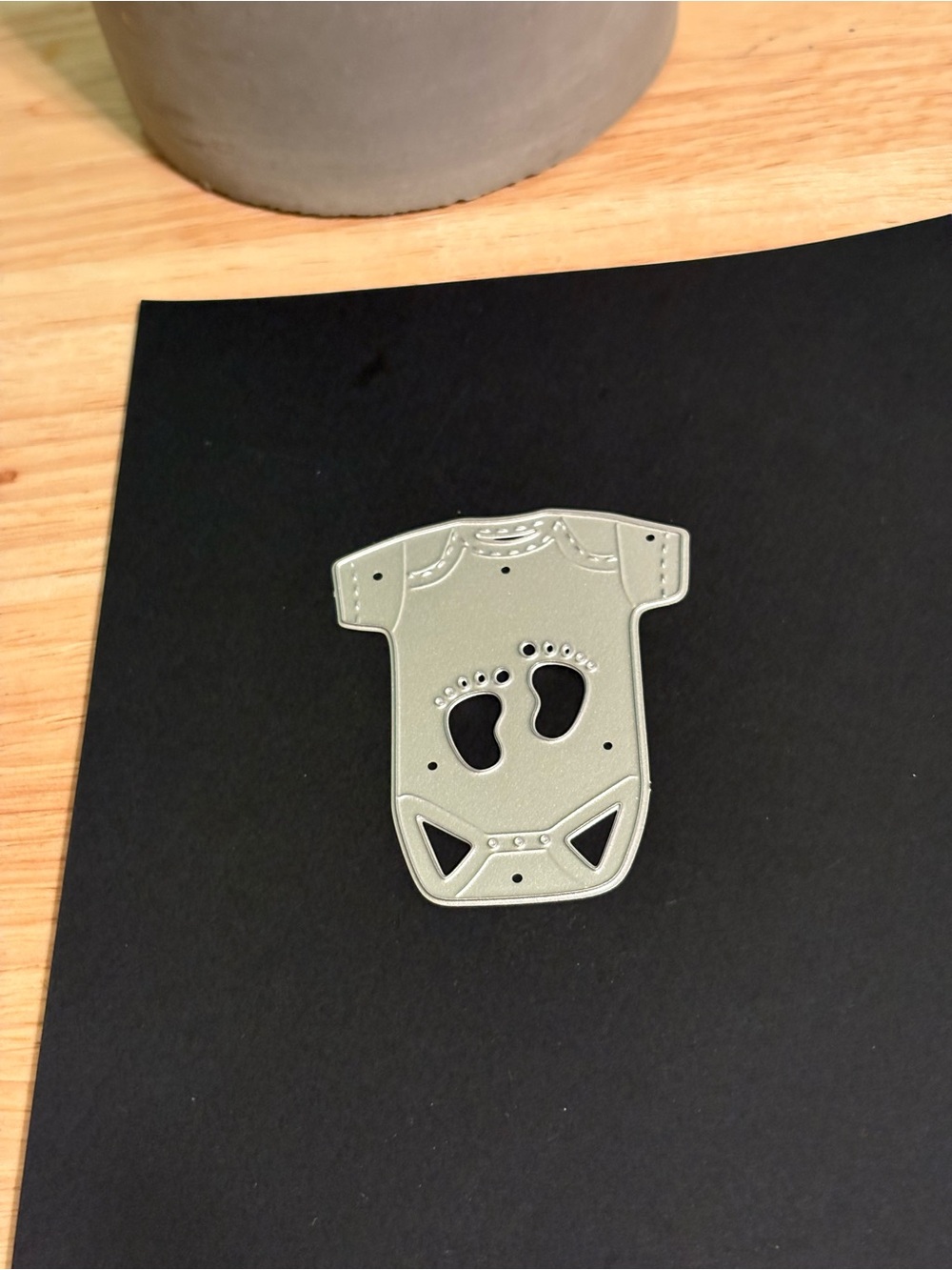 Baby Onesie Metal Cutting Die with Footprint Cutouts - Silver